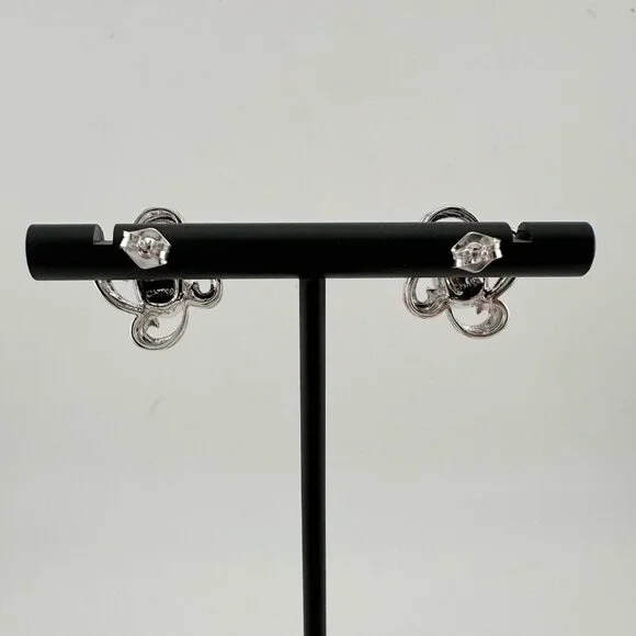 Mesmerizing Natural Cabochon Black Opal Earrings Diamond Accent Sterling Silver
